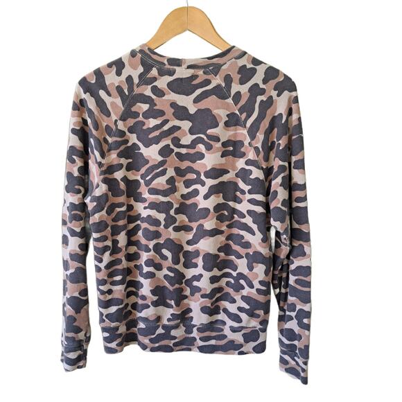 MONROW Camo Print Slouchy Sweatshirt Extra Small XS Tan Brown Black - Picture 6 of 8